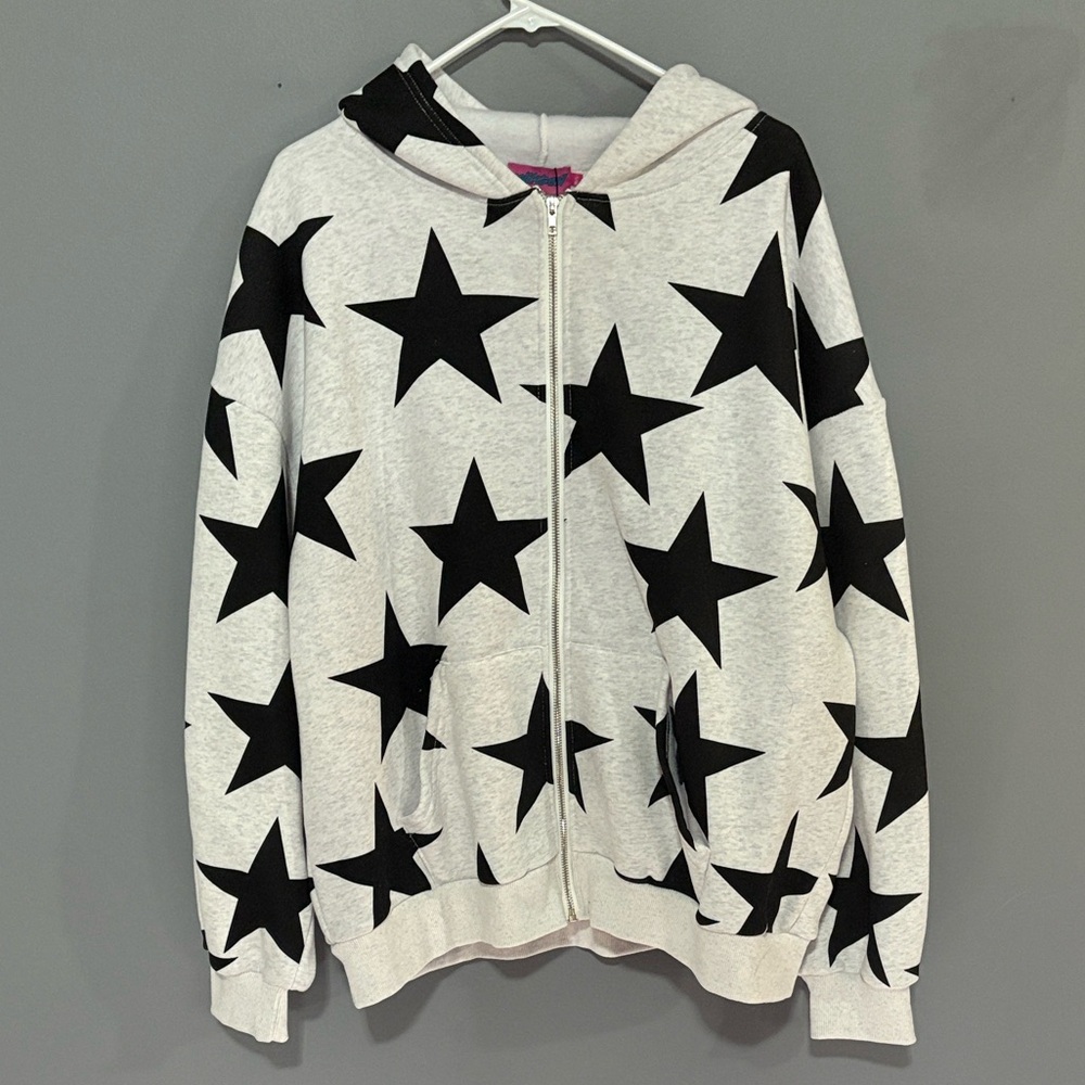Edikted Black and White Star Print Zip Up